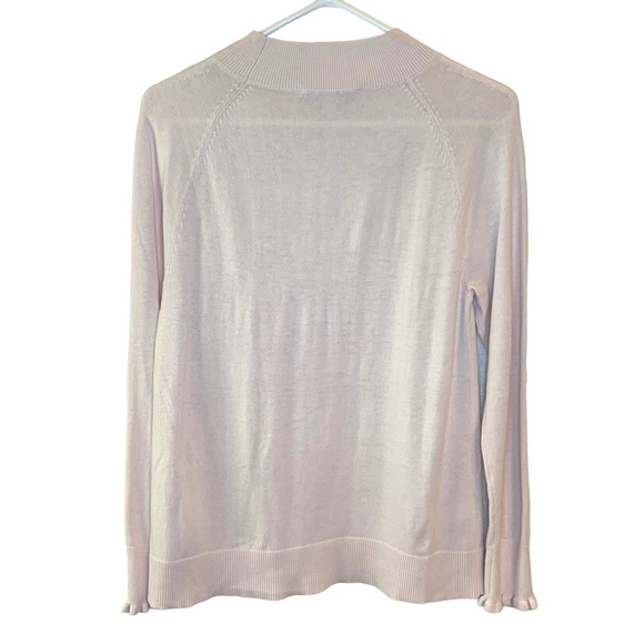 Loft Pink Lightweight Sweater Ruffle Sleeve Ribbed Collar Women’s Size Small - Picture 6 of 10